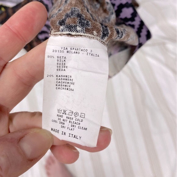 ETRO Women’s Mixed Print Silk Cashmere Knit V-Neck Lightweight Sweater Italy 46 - Picture 4 of 5